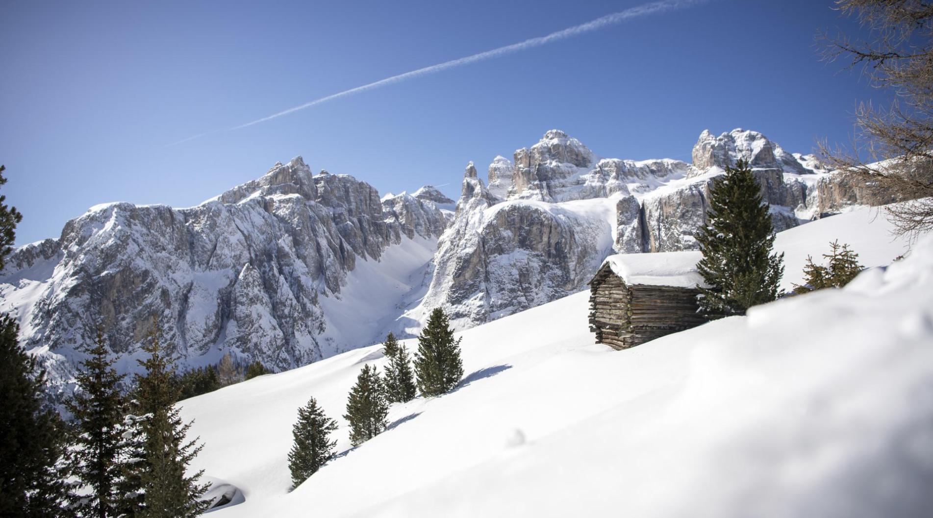 Eine Hütte im Winter